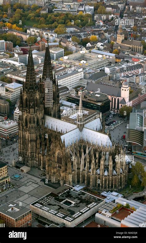 aerial view cologne cathedral cathedral high resolution stock