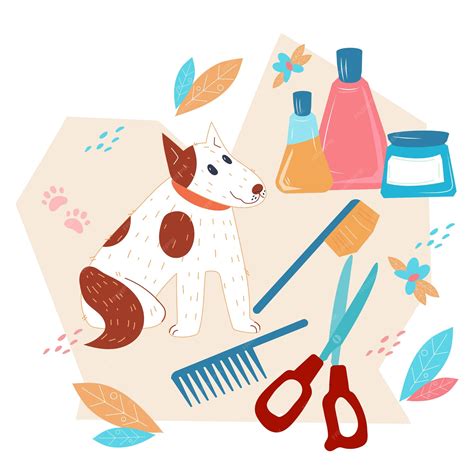 Premium Vector Dog Grooming And Bathing Care Products And Services