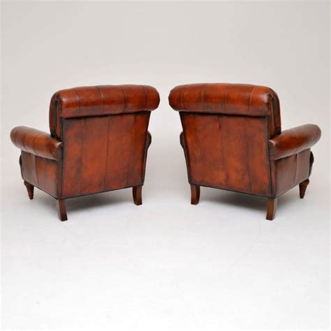 Pair Of Antique Victorian Style Deep Buttoned Leather Armchairs At 1stdibs