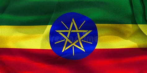 3D Illustration Of The Realistic Waving Fabric Flag Of Ethiopia