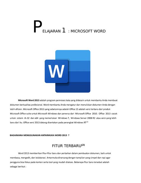 Modul Tik Microsoft Office Pelajaran Microsoft Word Microsoft