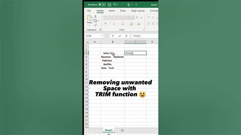 Trim Functionremoving Unwanted Space In Ms Exceldata Cleaningtips