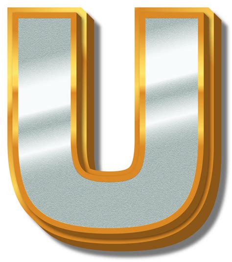 3d Elegant Gold Silver Alphabet Letter U 33824291 Png