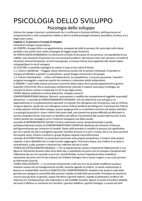 Manuale Psicologia Dello Sviluppo Riassunto PSICOLOGIA DELLO SVILUPPO