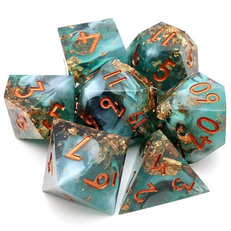 Polyhedral Sharp Edge Dice 7 Pieces Resin Dnd Dice Set Role Playing