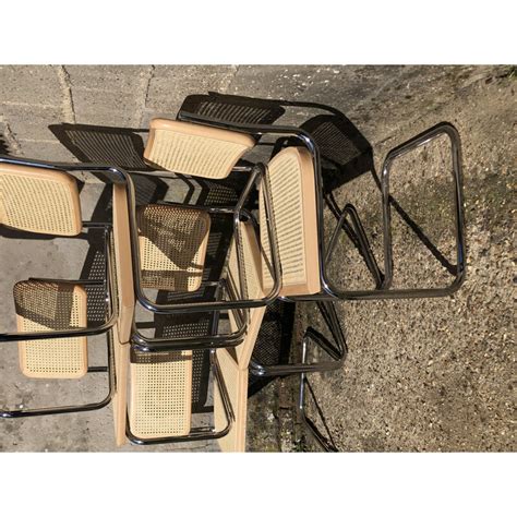 Ensemble de 6 chaises vintage b32 cesca en hêtre par Marcel Breuer Italie