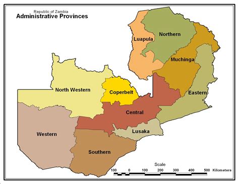 Administrative Provinces Zambian Maps And Places