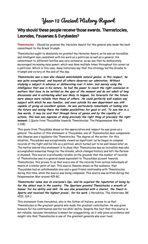 Why Should These People Receive Those Awards: Themistocles, Leonidas