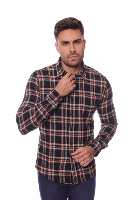 Camisa Xadrez Masculina Flanelada Manga Longa Crocker