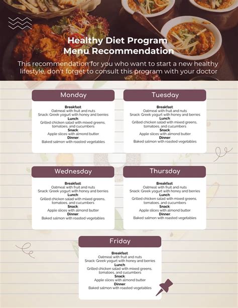 Simple Diet Schedule Program Template Venngage