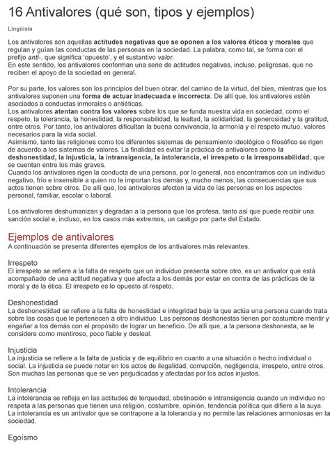 16 Antivalores Saludos 16 Antivalores Qué Son Tipos Y Ejemplos