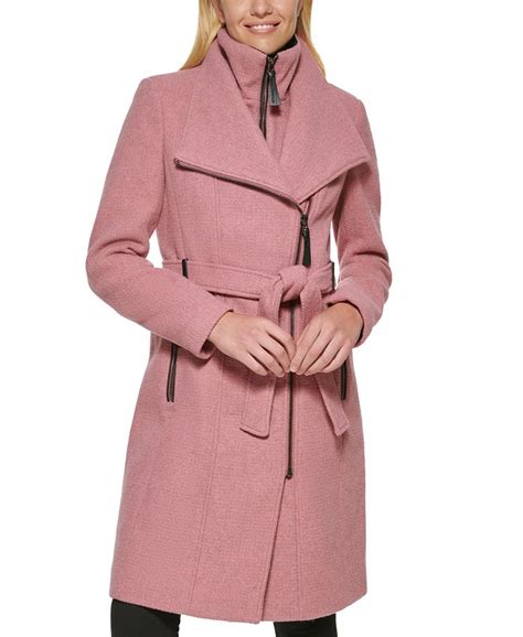 Calvin Klein Womens Belted Wrap Coat Created For Macys And Reviews