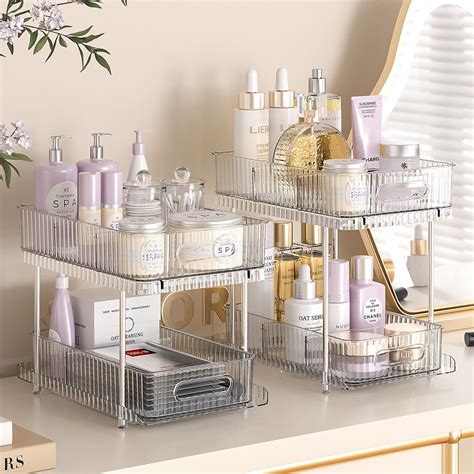 Delamu Sets Of Tier Clear Bathroom Under Sink Organizers And