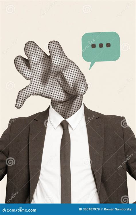 Vertical Magazine Photo Collage Of Headless Businessman With Hands