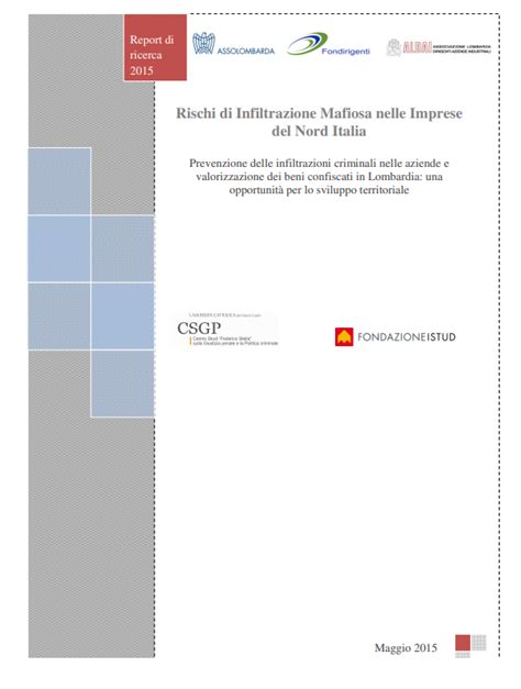 Report Di Ricerca Rischi Di Infiltrazione Mafiosa Nelle Imprese Del