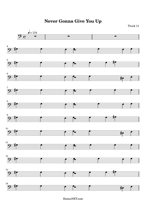 Never Gonna Give You Up Sheet Music Never Gonna Give You Up Score •