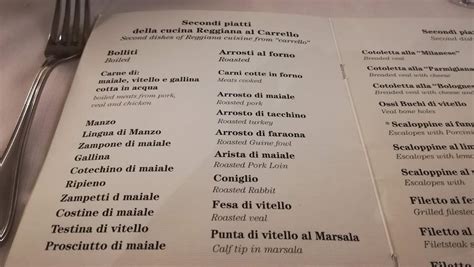 Menu Da Ristorante Canossa Reggio Emilia