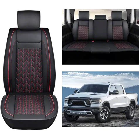 Ram 2500 Waterproof Leather Front And Rear Seat Covers Black And Red 10 24 Ram 2500 Crew Cab