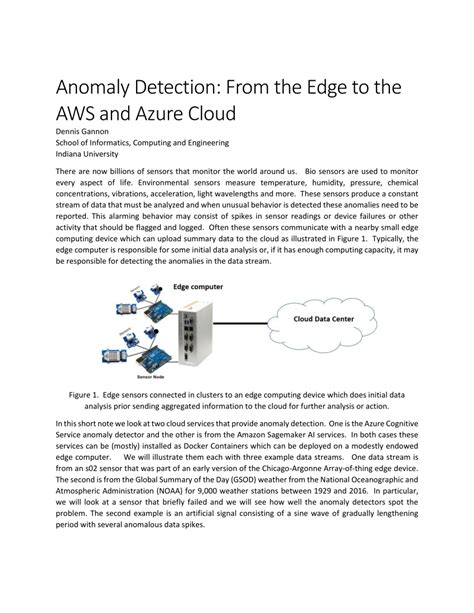 Pdf Anomaly Detection From The Edge To The Aws And Azure Cloud