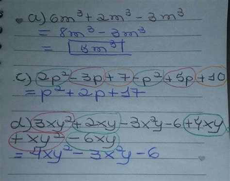 Simplifique as expressões a 6m³ 2m³ 3m³ c 2p² 3p 7 p²