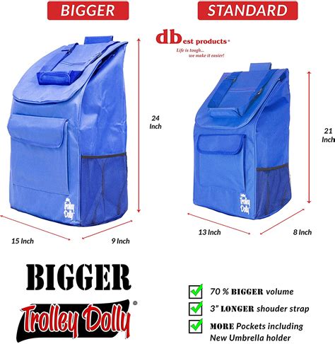 Dbest Products Bigger Trolley Dolly Blue Shopping Grocery Foldable