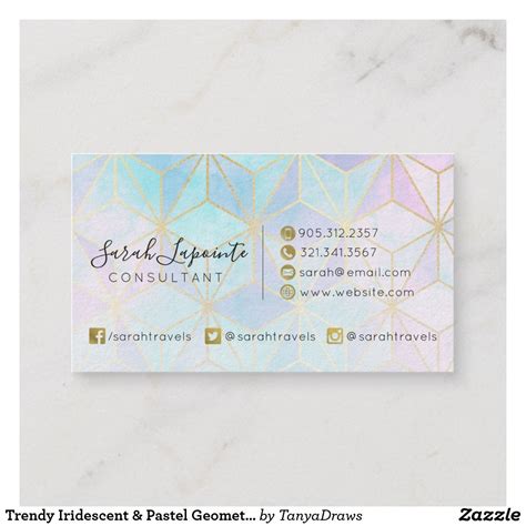 Trendy Iridescent & #Pastel #Geometric Design #BusinessCard #designer # ...