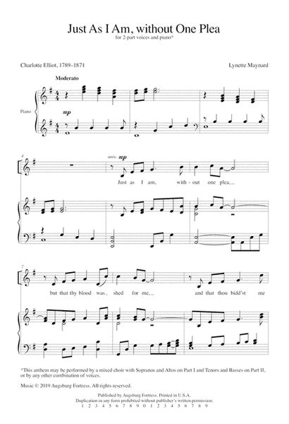 Just As I Am Without One Plea 2 Part Digital Sheet Music Sheet