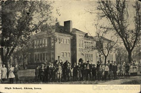 high school akron ia postcard