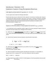 Qual Lab Introductory Chemistry Qualitative Analysis Using