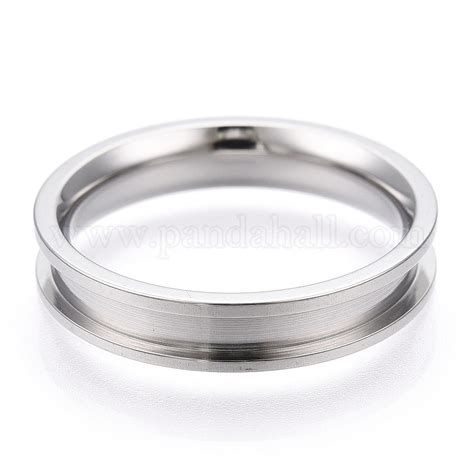 Wholesale 201 Stainless Steel Grooved Finger Ring Settings Pandahall