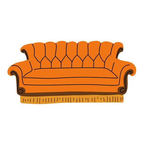 Sofa And Couch Yellow Colorful Cartoon Illustration Vector Friends