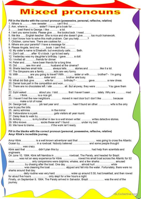 Mixed Pronouns General Gramma English Esl Worksheets Pdf Doc