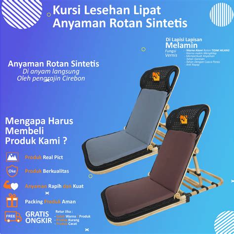 Jual Kursi Lesehan Lipat Lantai Santai Pantai Liburan Malas Dari Rotan