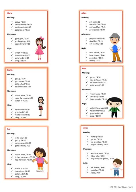 Routine And Time English Esl Worksheets Pdf And Doc