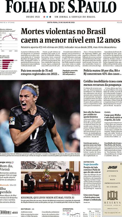 Capa Folha De S Paulo Domingo 11 De Junho De 2017