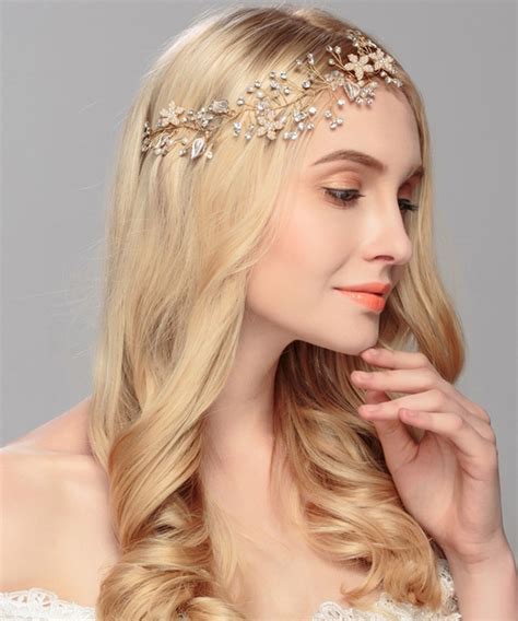 Gorgeous Rose Gold Crystal Rhinestone Pearls Wedding Hair Accessories