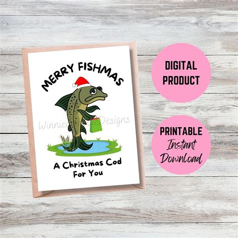 Printable Funny Christmas Fish Card Fish Christmas Card Merry