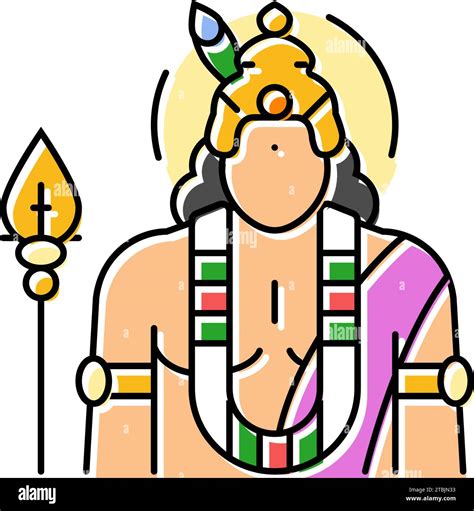 kartikeya god indian color icon vector illustration Stock Vector Image ...