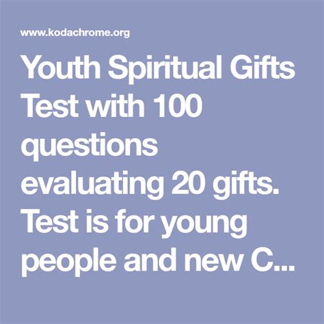 Free Printable Spiritual Gifts Test For Youth