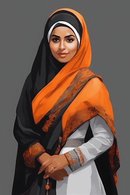 Muestra De Pintura Digital De Mujer Con Hijab Foto Premium