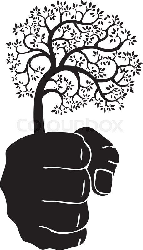 Poster hand is holding the tree, ... | Stock vector | Colourbox