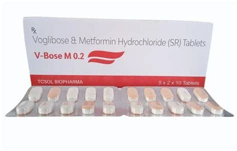 500mg Voglibose Metformin Hydrochloride SR Tablet Packaging Size 5 X