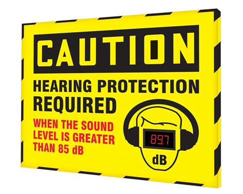 Protection Required When Sound Greater Than 85 db OSHA Caution Safety Sign