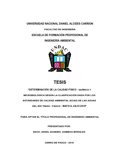 Determinación de la calidad físico química y microbiológica según la