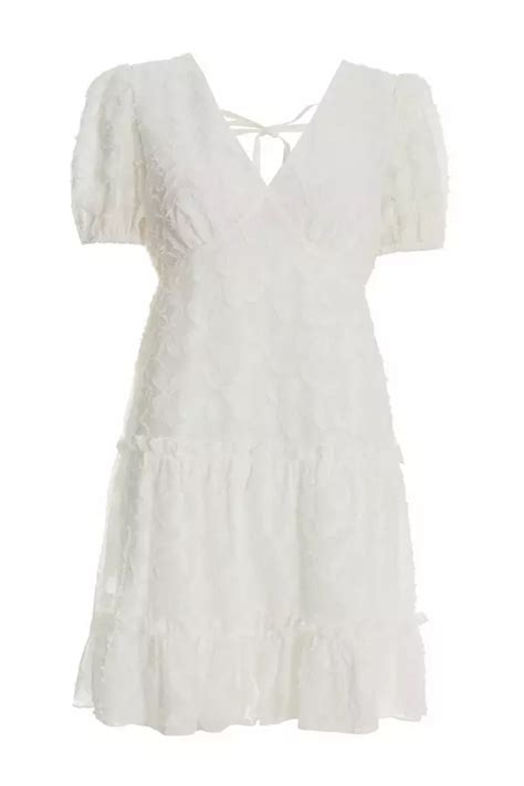 White Chiffon Floral Smock Mini Dress Quiz Clothing