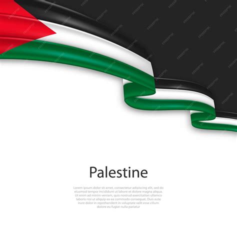 Premium Vector | Waving ribbon with flag of palestine