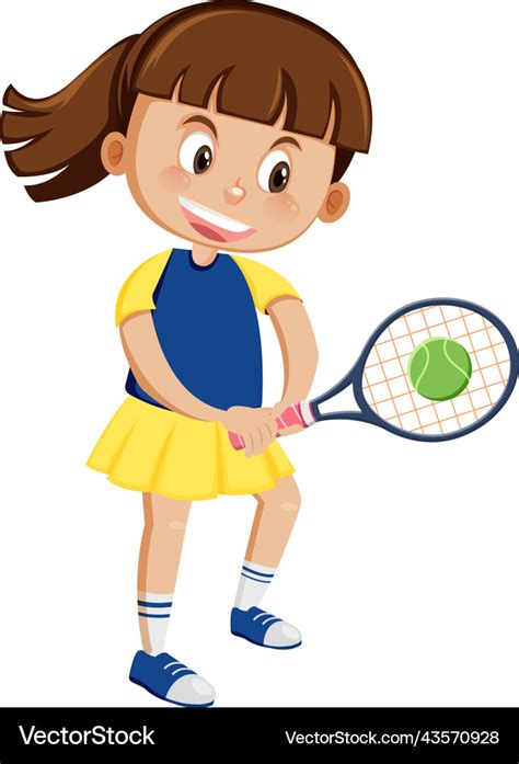 Cute Girl Tennis Player Cartoon Royalty Free Vector Image