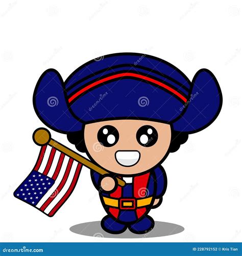 Cute Columbus Mascot Costume Holding Flag Stock Vector - Illustration of chibi, explore: 228792152