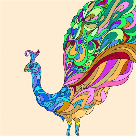 Premium Vector Peacock Doodle Art Background Vector Illustration