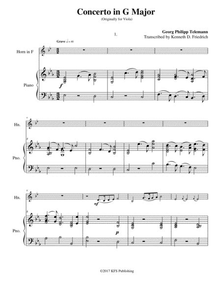 Telemann Viola Concerto In G Sheet Music Georg Philipp Telemann